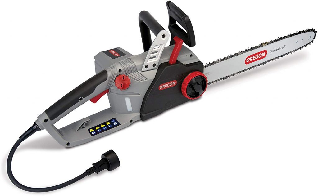Oregon CS1500 18-inch 15 Amp Self-Sharpening Corded Electric Chainsaw, with Integrated Self-Sharpening System (PowerSharp), 2-Year Warranty, 120V, Grey, Black